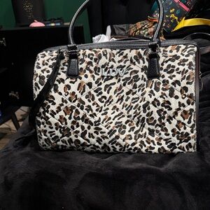 Lux De Ville Leopard Print Satchel with Black Accents